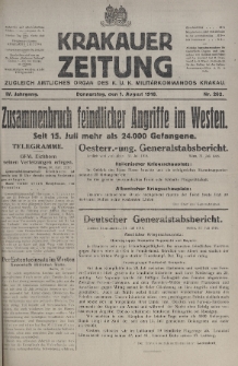 Krakauer Zeitung : zugleich amtliches organ K. u. K. Militär-Kommandos Krakau. 1918, nr 202