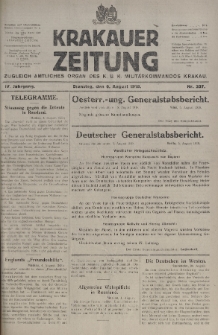 Krakauer Zeitung : zugleich amtliches organ K. u. K. Militär-Kommandos Krakau. 1918, nr 207