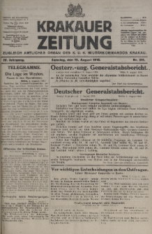 Krakauer Zeitung : zugleich amtliches organ K. u. K. Militär-Kommandos Krakau. 1918, nr 211