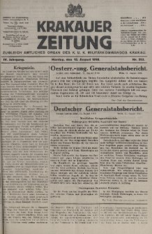 Krakauer Zeitung : zugleich amtliches organ K. u. K. Militär-Kommandos Krakau. 1918, nr 213