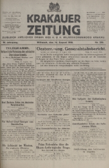 Krakauer Zeitung : zugleich amtliches organ K. u. K. Militär-Kommandos Krakau. 1918, nr 215