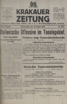Krakauer Zeitung : zugleich amtliches organ K. u. K. Militär-Kommandos Krakau. 1918, nr 216