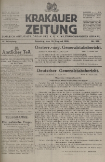 Krakauer Zeitung : zugleich amtliches organ K. u. K. Militär-Kommandos Krakau. 1918, nr 219