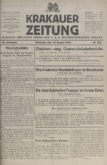 Krakauer Zeitung : zugleich amtliches organ K. u. K. Militär-Kommandos Krakau. 1918, nr 222