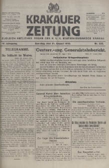 Krakauer Zeitung : zugleich amtliches organ K. u. K. Militär-Kommandos Krakau. 1918, nr 232