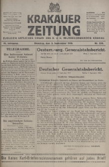 Krakauer Zeitung : zugleich amtliches organ K. u. K. Militär-Kommandos Krakau. 1918, nr 235