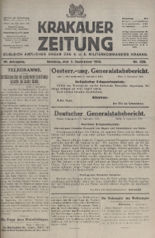 Krakauer Zeitung : zugleich amtliches organ K. u. K. Militär-Kommandos Krakau. 1918, nr 239