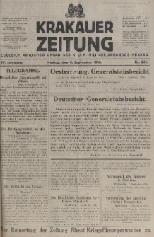 Krakauer Zeitung : zugleich amtliches organ K. u. K. Militär-Kommandos Krakau. 1918, nr 241