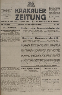 Krakauer Zeitung : zugleich amtliches organ K. u. K. Militär-Kommandos Krakau. 1918, nr 242