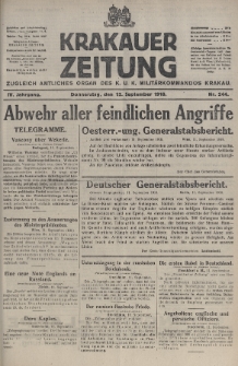 Krakauer Zeitung : zugleich amtliches organ K. u. K. Militär-Kommandos Krakau. 1918, nr 244