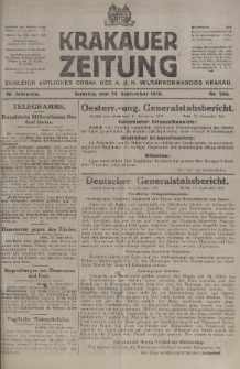 Krakauer Zeitung : zugleich amtliches organ K. u. K. Militär-Kommandos Krakau. 1918, nr 246