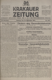 Krakauer Zeitung : zugleich amtliches organ K. u. K. Militär-Kommandos Krakau. 1918, nr 247