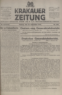 Krakauer Zeitung : zugleich amtliches organ K. u. K. Militär-Kommandos Krakau. 1918, nr 248