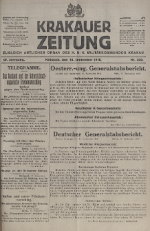 Krakauer Zeitung : zugleich amtliches organ K. u. K. Militär-Kommandos Krakau. 1918, nr 250