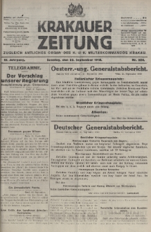 Krakauer Zeitung : zugleich amtliches organ K. u. K. Militär-Kommandos Krakau. 1918, nr 254