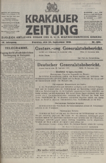 Krakauer Zeitung : zugleich amtliches organ K. u. K. Militär-Kommandos Krakau. 1918, nr 256