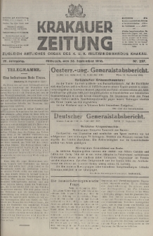 Krakauer Zeitung : zugleich amtliches organ K. u. K. Militär-Kommandos Krakau. 1918, nr 257