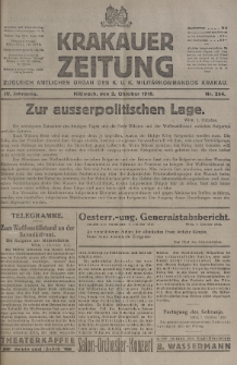 Krakauer Zeitung : zugleich amtliches organ K. u. K. Militär-Kommandos Krakau. 1918, nr 264