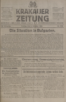Krakauer Zeitung : zugleich amtliches organ K. u. K. Militär-Kommandos Krakau. 1918, nr 266