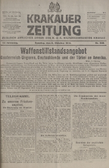 Krakauer Zeitung : zugleich amtliches organ K. u. K. Militär-Kommandos Krakau. 1918, nr 268