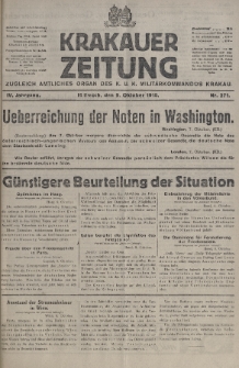 Krakauer Zeitung : zugleich amtliches organ K. u. K. Militär-Kommandos Krakau. 1918, nr 271