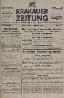 Krakauer Zeitung : zugleich amtliches organ K. u. K. Militär-Kommandos Krakau. 1918, nr 277