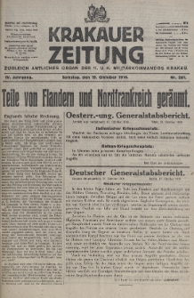 Krakauer Zeitung : zugleich amtliches organ K. u. K. Militär-Kommandos Krakau. 1918, nr 281