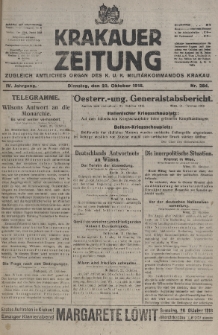 Krakauer Zeitung : zugleich amtliches organ K. u. K. Militär-Kommandos Krakau. 1918, nr 284