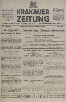 Krakauer Zeitung : zugleich amtliches organ K. u. K. Militär-Kommandos Krakau. 1918, nr 286