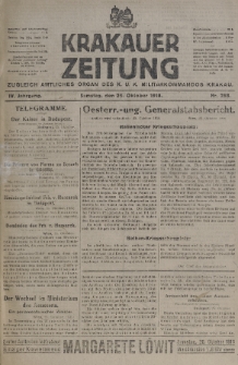 Krakauer Zeitung : zugleich amtliches organ K. u. K. Militär-Kommandos Krakau. 1918, nr 288