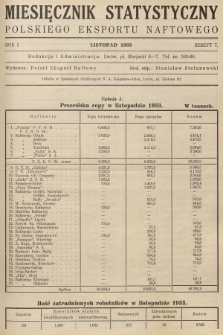 Miesięcznik Statystyczny Polskiego Eksportu Naftowego. R.1, 1933, z. 7
