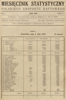 Miesięcznik Statystyczny Polskiego Eksportu Naftowego. R.1, 1933, z. 9