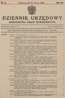 Dziennik Urzędowy Ministerstwa Spraw Wewnętrznych. 1929, nr 6