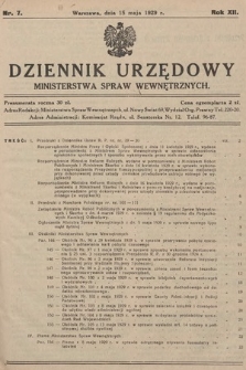 Dziennik Urzędowy Ministerstwa Spraw Wewnętrznych. 1929, nr 7