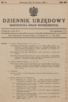 Dziennik Urzędowy Ministerstwa Spraw Wewnętrznych. 1929, nr 9