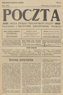Poczta : organ Związku Pracowników Poczty, Telegrafu i Telefonów Rzeczypospol. Polskiej. R.8, 1926, nr 5
