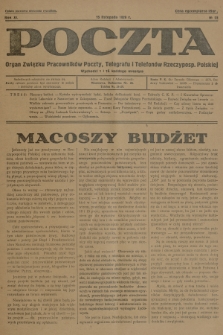Poczta : organ Związku Pracowników Poczty, Telegrafu i Telefonów Rzeczyposp. Polskiej. R.11, 1929, nr 22