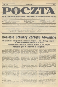 Poczta : Organ Związku Pracowników Poczt, Telegrafów i Telefonów Rzeczyposp. Polskiej. R.17, 1935, no 11