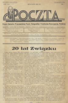 Poczta : Organ Związku Pracowników Poczt, Telegrafów i Telefonów Rzeczyposp. Polskiej. R.21, 1939, no 1