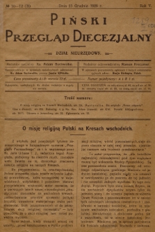 Piński Przegląd Diecezjalny : dział nieurzędowy. R.5, 1929, no 10-12 (B)