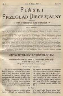 Piński Przegląd Diecezjalny : pismo urzędowe Kurji Biskupiej. R.7, 1931, no 3