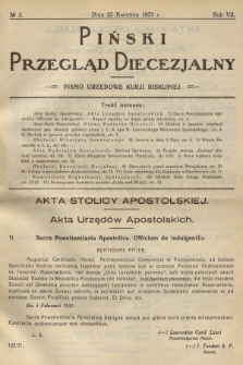 Piński Przegląd Diecezjalny : pismo urzędowe Kurji Biskupiej. R.7, 1931, no 5