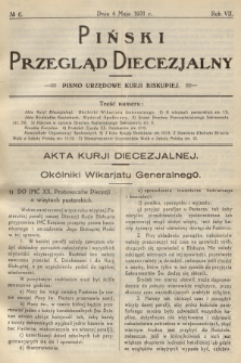 Piński Przegląd Diecezjalny : pismo urzędowe Kurji Biskupiej. R.7, 1931, no 6
