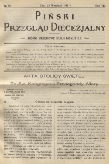 Piński Przegląd Diecezjalny : pismo urzędowe Kurji Biskupiej. R.7, 1931, no 12