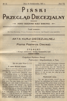 Piński Przegląd Diecezjalny : pismo urzędowe Kurji Biskupiej. R.7, 1931, no 13