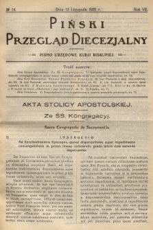 Piński Przegląd Diecezjalny : pismo urzędowe Kurji Biskupiej. R.7, 1931, no 14