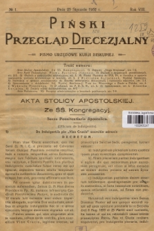 Piński Przegląd Diecezjalny : pismo urzędowe Kurji Biskupiej. R.8, 1932, no 1