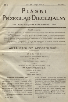 Piński Przegląd Diecezjalny : pismo urzędowe Kurji Biskupiej. R.8, 1932, no 2