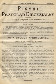 Piński Przegląd Diecezjalny : pismo urzędowe Kurji Biskupiej. R.8, 1932, no 3