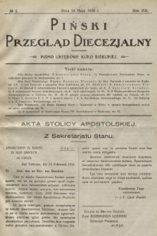 Piński Przegląd Diecezjalny : pismo urzędowe Kurji Biskupiej. R.8, 1932, no 5